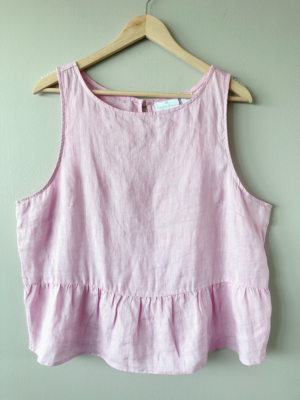 Cynthia Rowley 100% Linen Pale Pink Peplum Tank sleeveless top